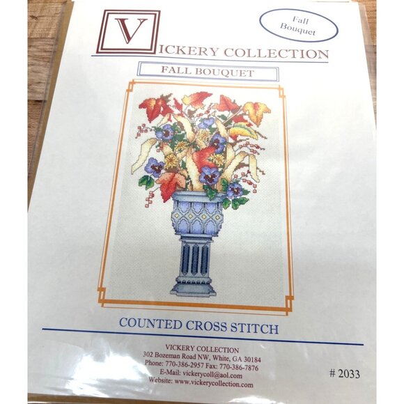 Fall Bouquet Counted Cross Stitch Kit By Vickery Collection - Picture 2 of 3